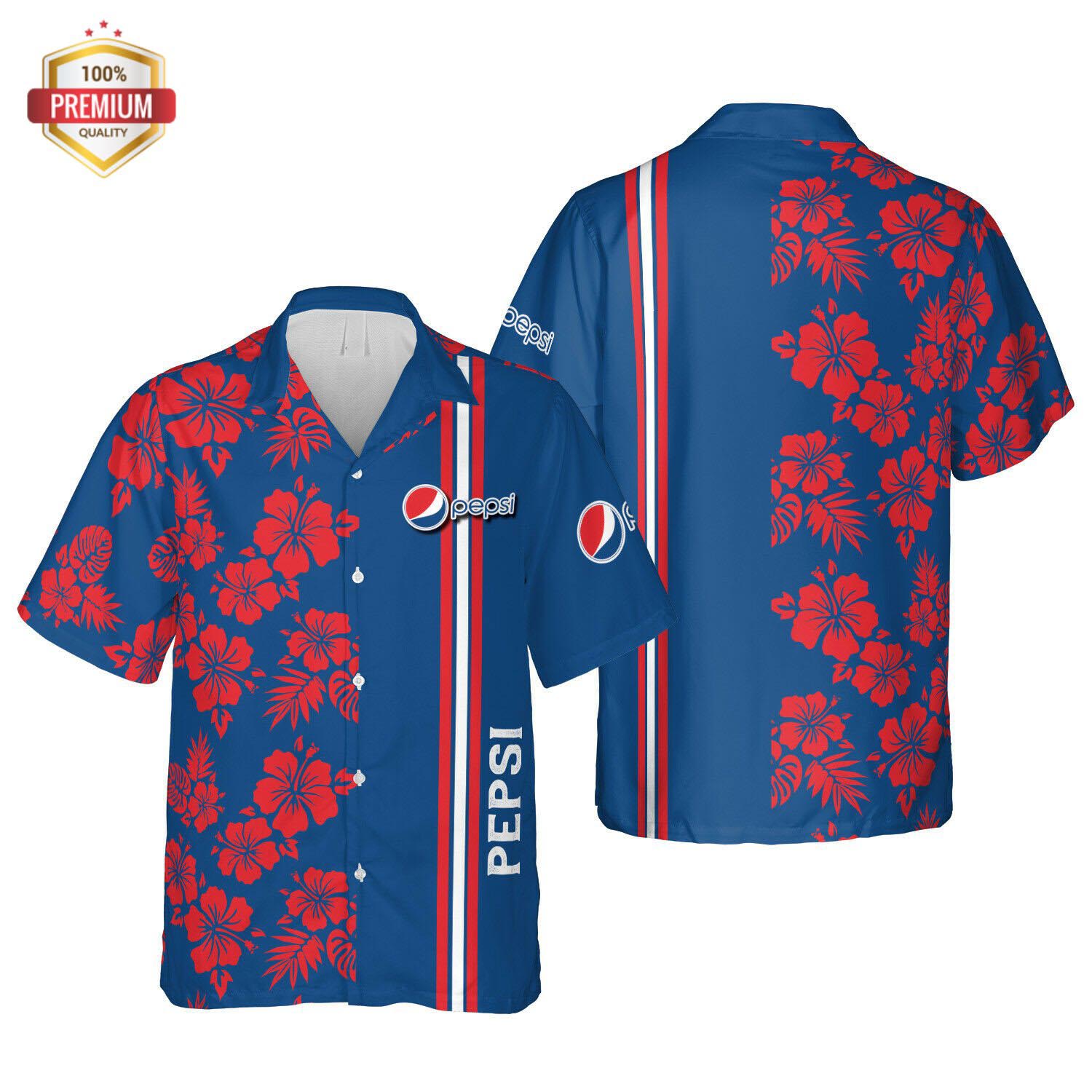 Pepsi Hawaii Floral Beach Hawaiian Shirt