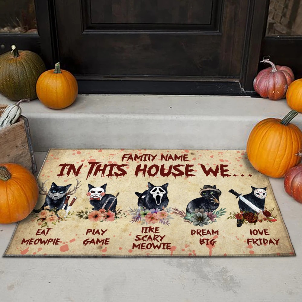 Personalized Horror Cats In This House Doormat 2