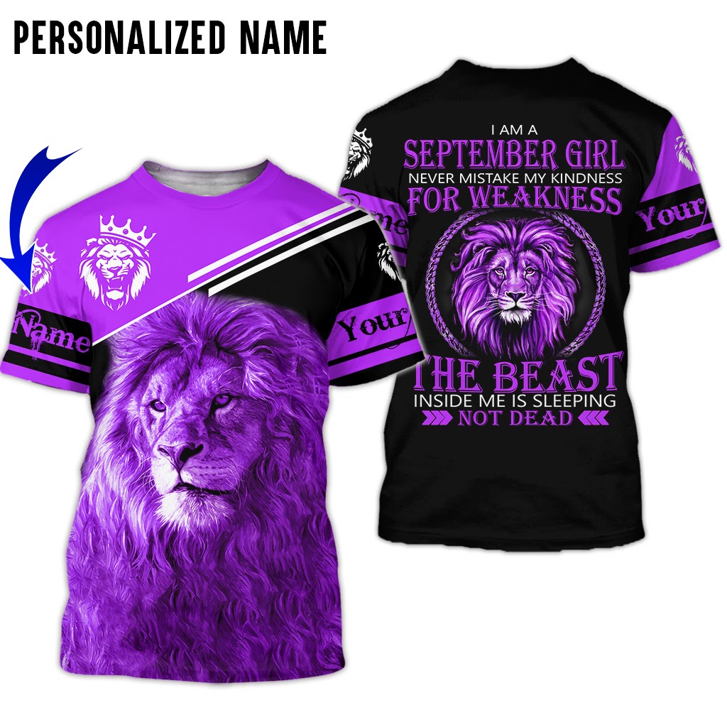 Personalized Name I Am A September Girl 3d all over printed shirt