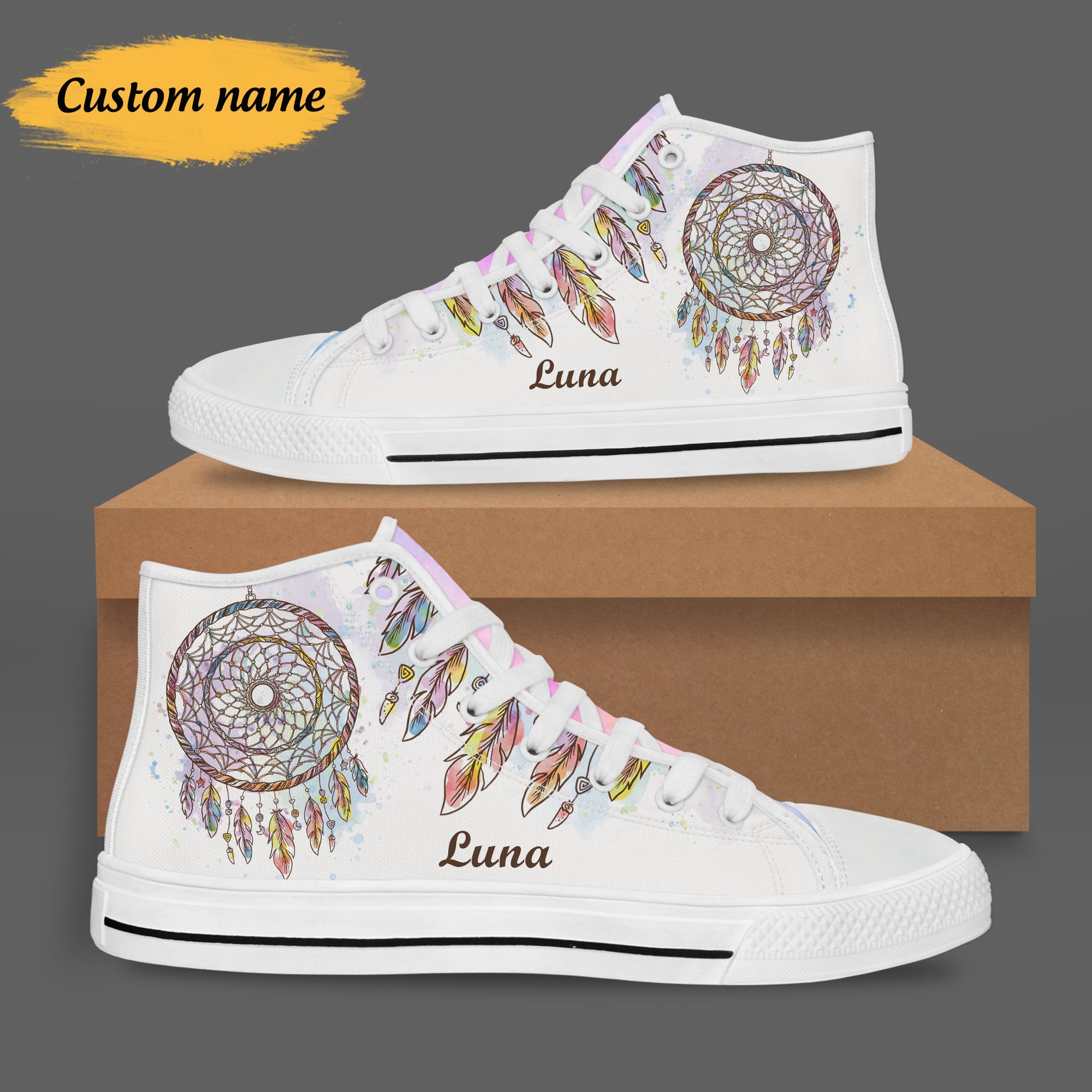Personalized Rainbow Dream Catcher High Top Shoes – Dnstyles 120821