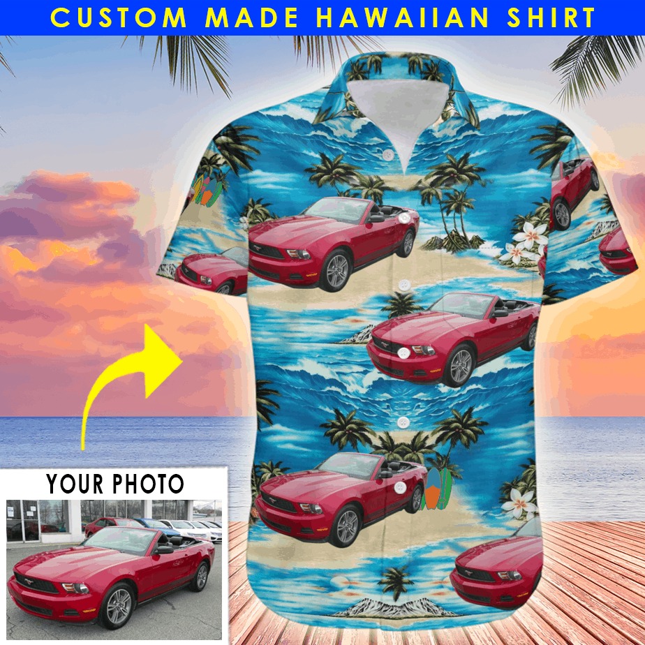Personalized custom photo 2010 Ford Mustang V6 hawaiian shirt