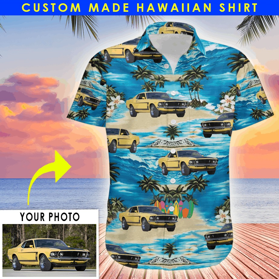 Personalized custom photo 2013 Ford Mustang Boss 302 hawaiian shirt
