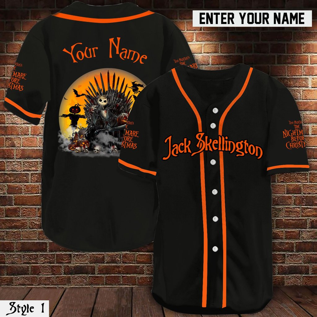 Personalized name Jack Skellington Tim Burton the nightmare before christmas baseball jersey – Teasearch3d 300821