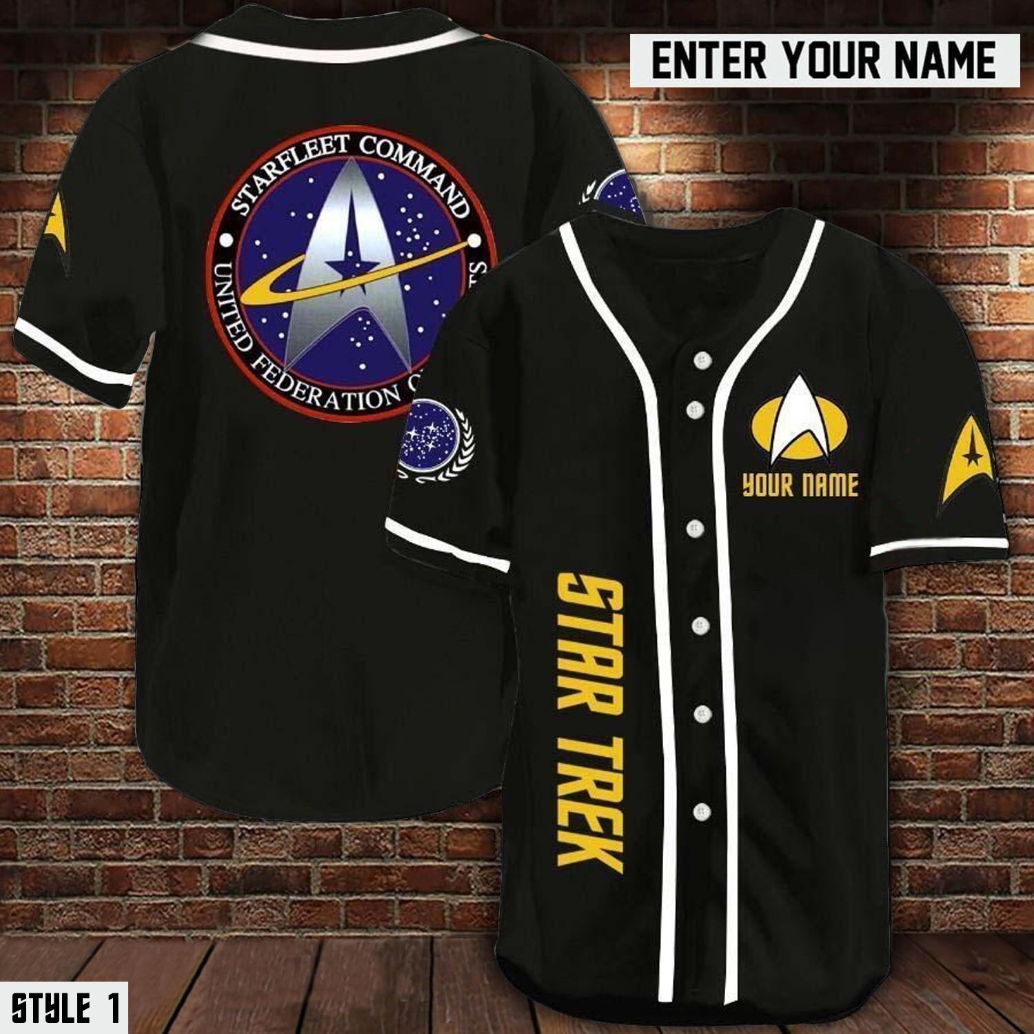 Personalized name Star trek starfleet command baseball jersey