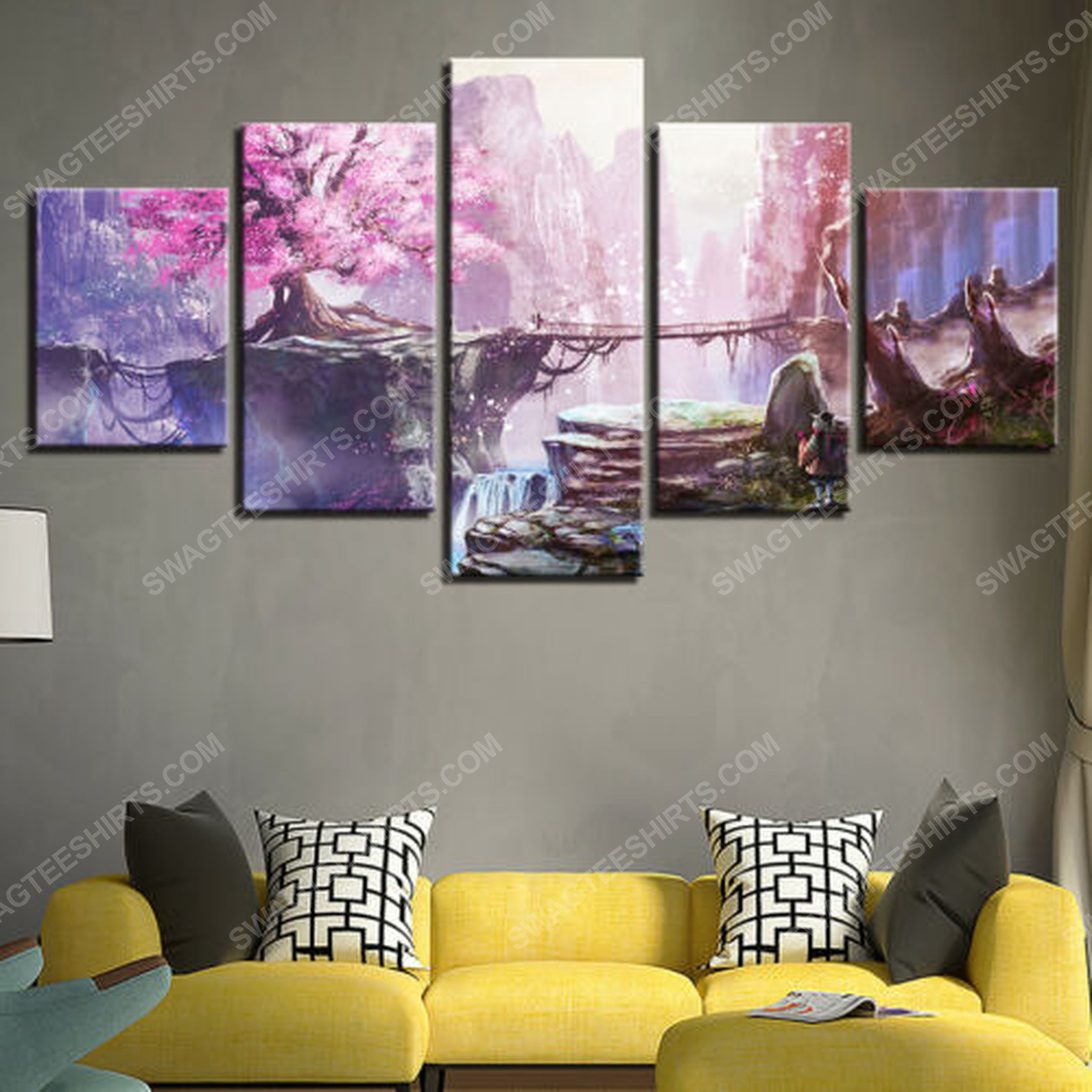 [special edition] Pink cherry blossom anime canvas wall art home decor – maria