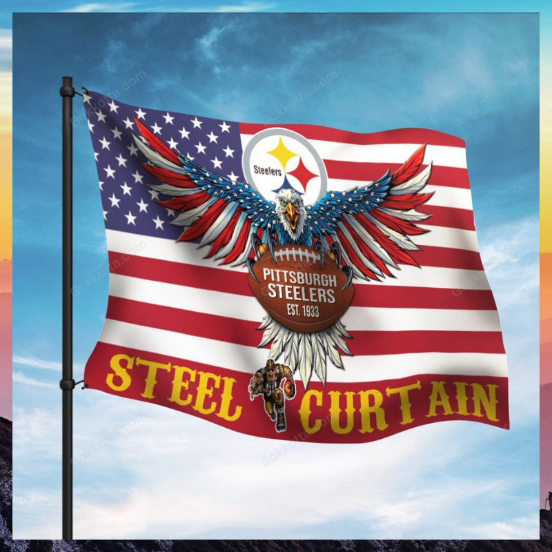 Pittsburgh steelers steel curtain flag 1