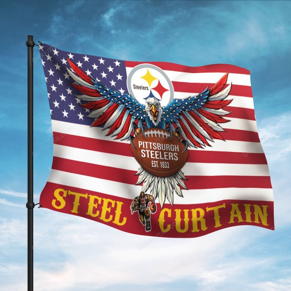 Pittsburgh steelers steel curtain flag