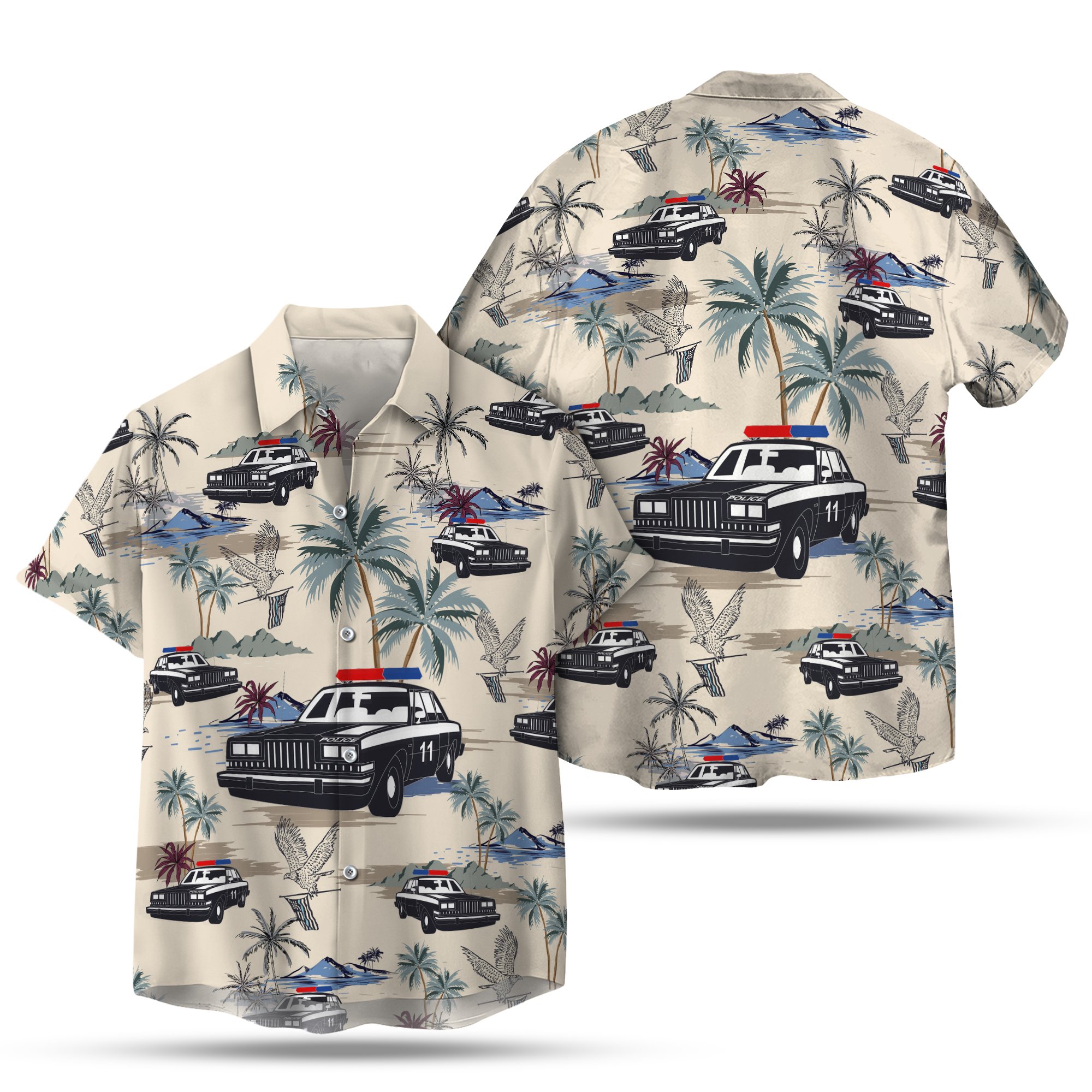 Police cars seamless pattern hawaiian shirt 1