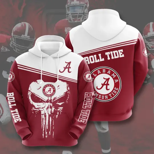 Punisher skull Alabama Crimson Tide All over print 3d hoodie