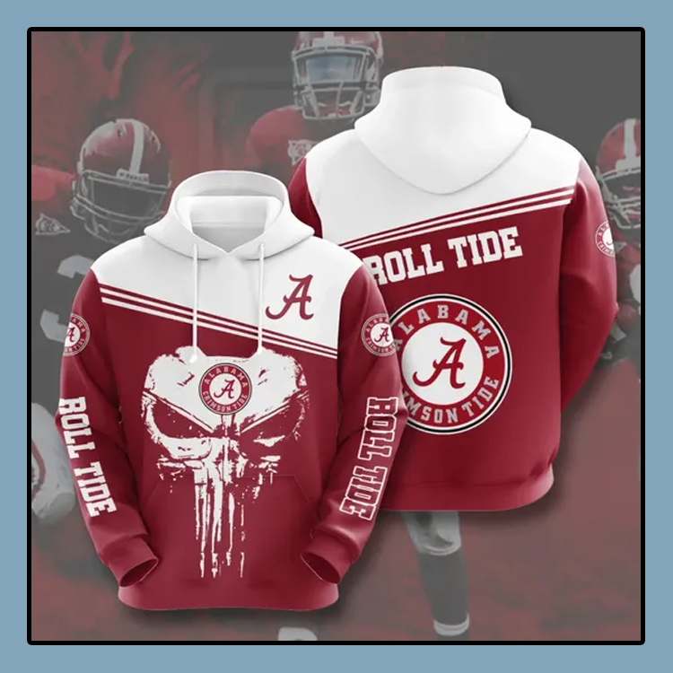 Punisher skull Alabama Crimson Tide All over print 3d hoodie1