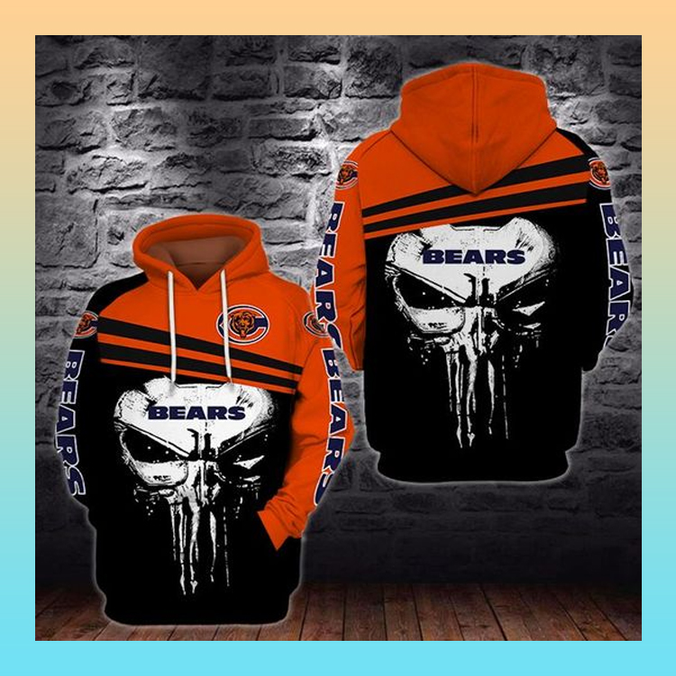 Punisher skull Chicago Bear 3d hoodie -BBS