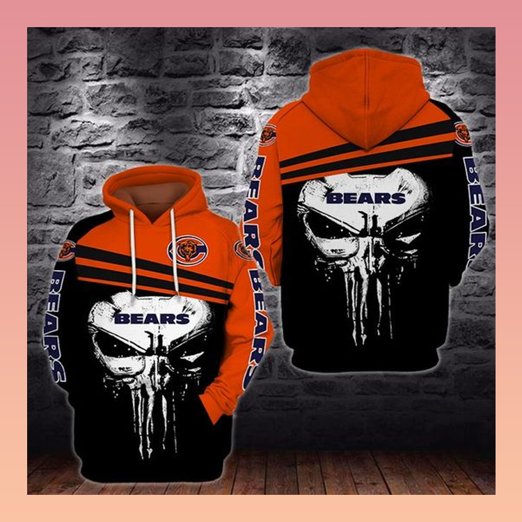 Punisher skull Chicago Bear 3d hoodie2