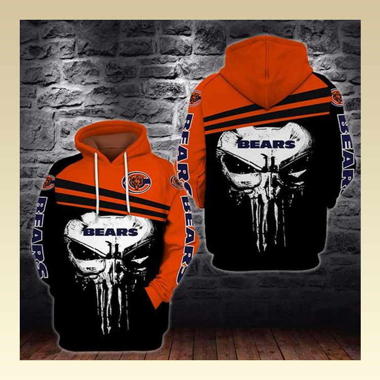 Punisher skull Chicago Bear 3d hoodie3