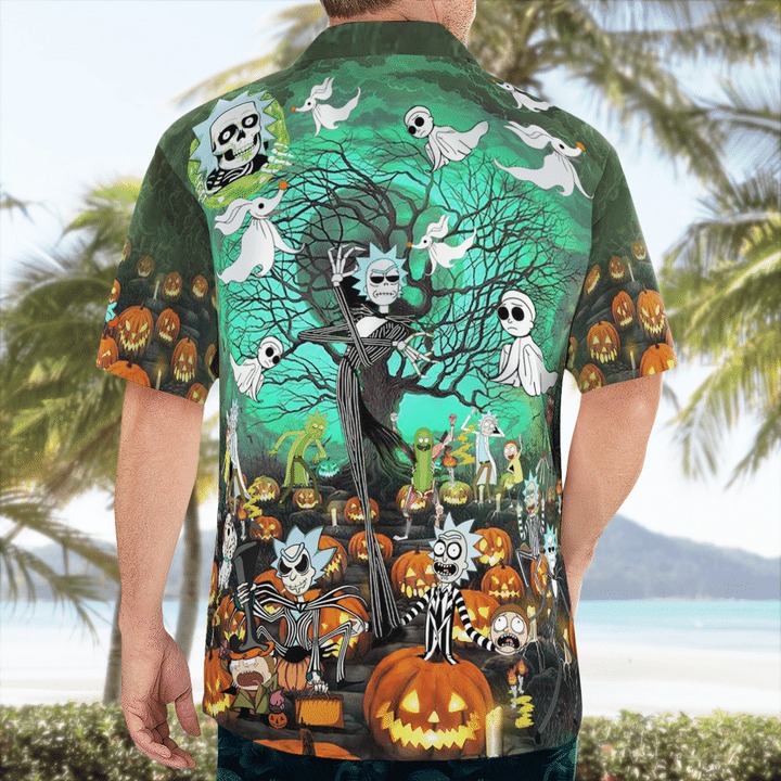 Rick And Morty Tim Burton Halloween Hawaiian Shirt 3