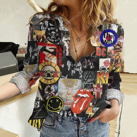 [special edition] Rock band retro fully printed poly cotton casual shirt – Maria
