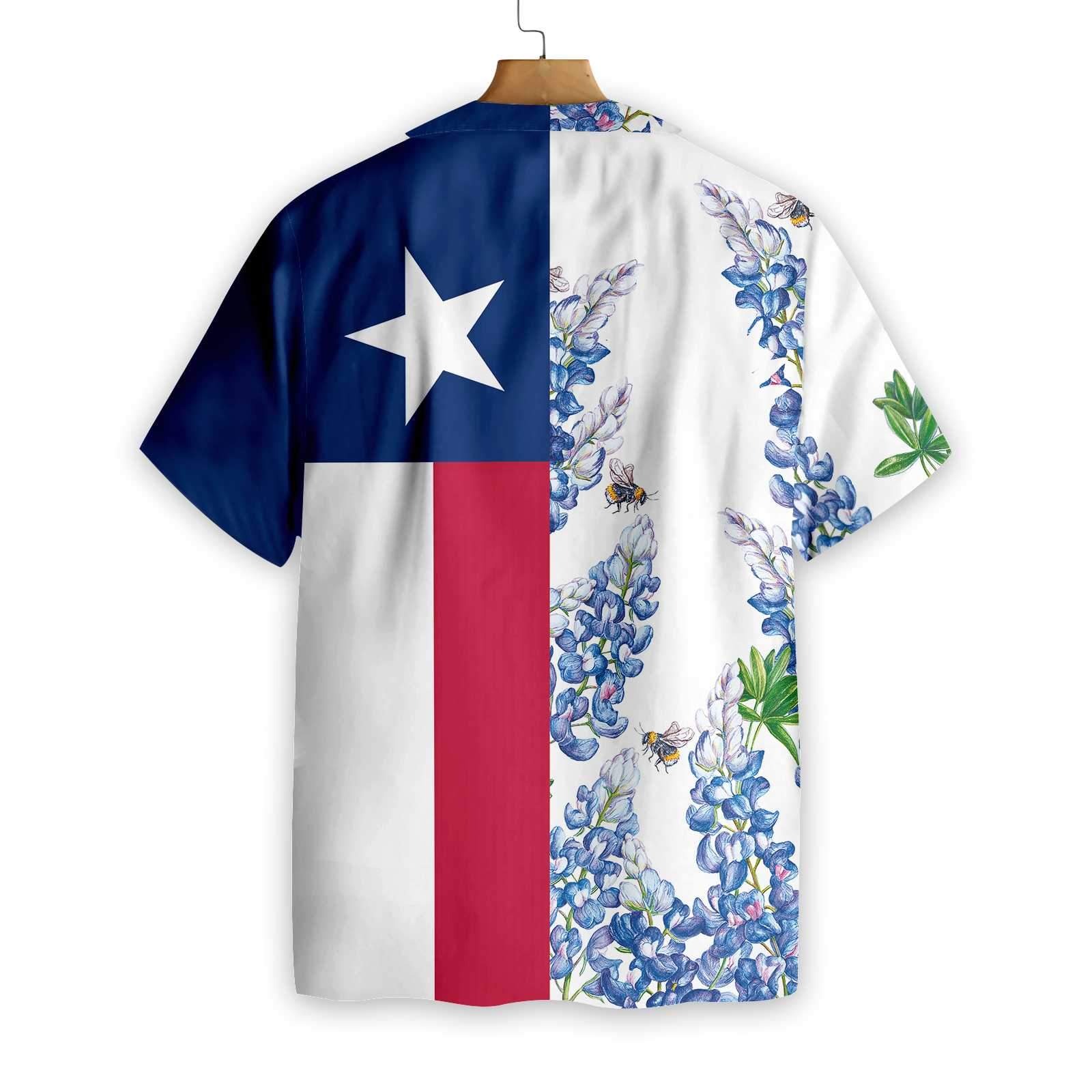 Royal Blue Bluebonnet Texas Hawaiian Shirt 4