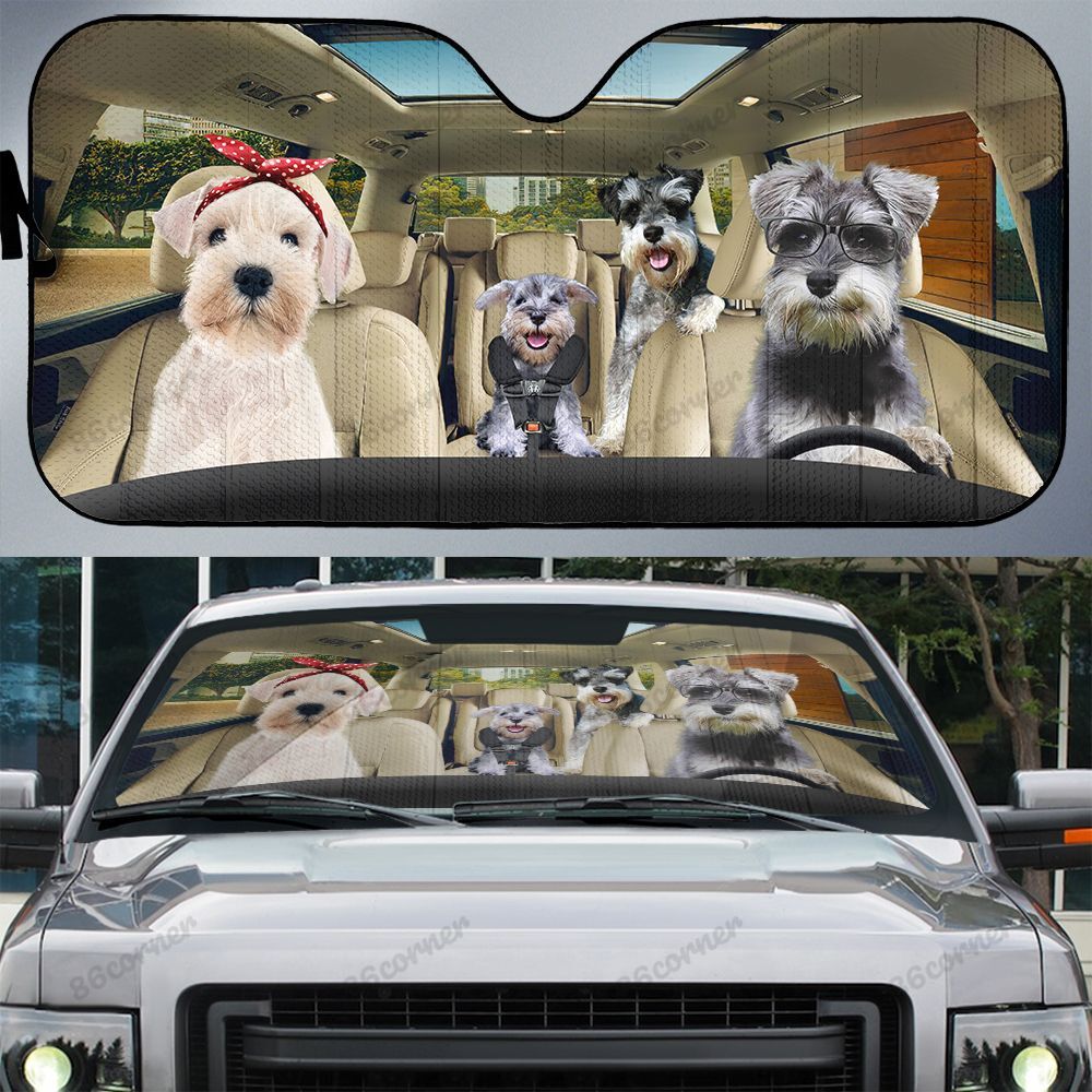 Schnauzers family car sunshade - Picture 1