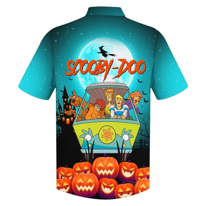 Scooby-Doo Halloween Hawaiian Shirt Beach Short Light blue 1