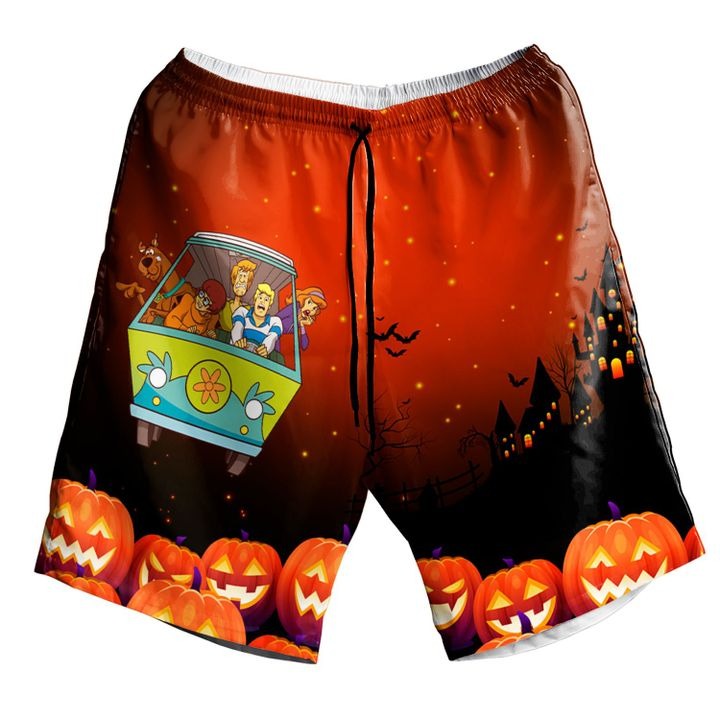 Scooby-Doo Halloween Hawaiian Shirt Beach Short Orange 2