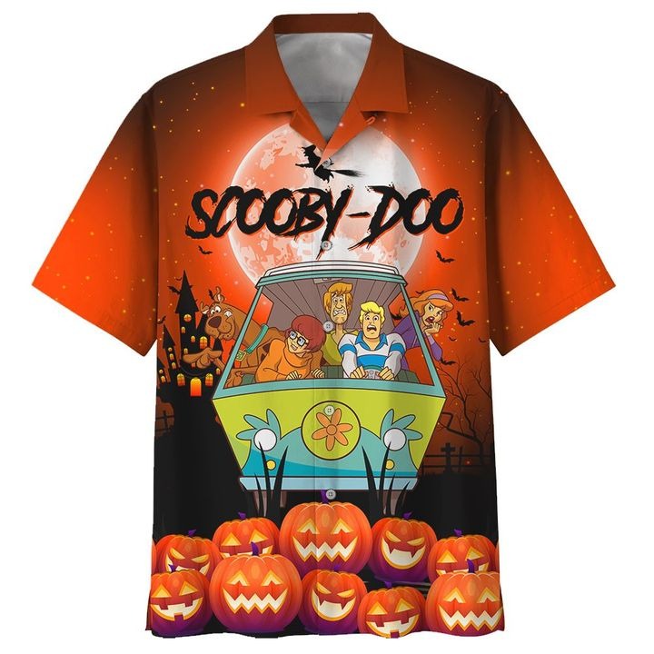 Scooby-Doo Halloween Hawaiian Shirt Beach Short Orange