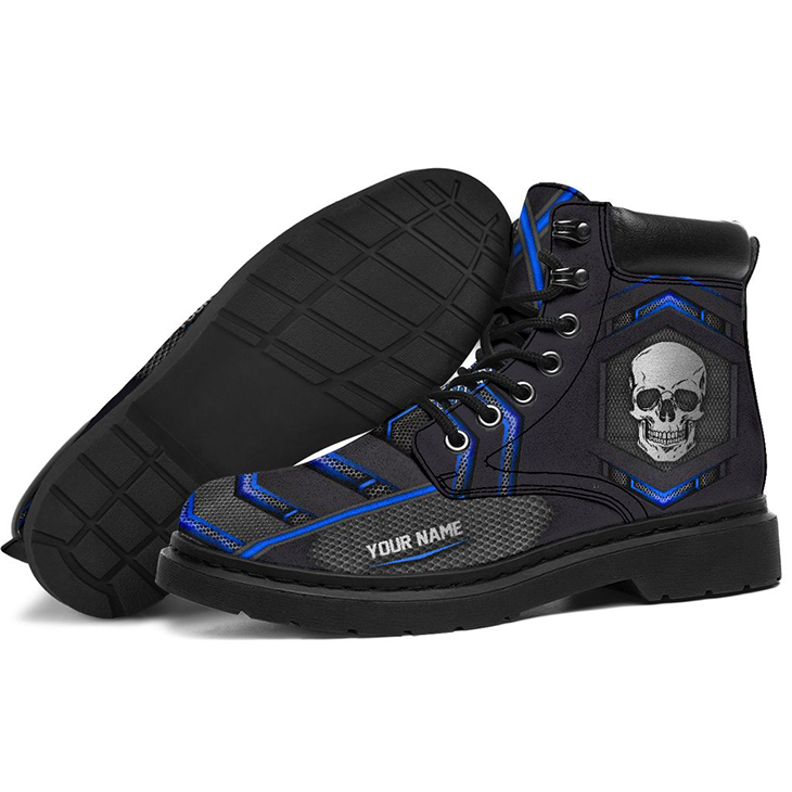 Skull Personalized Rpinted Carbon Pattern Custom Name Boots 1