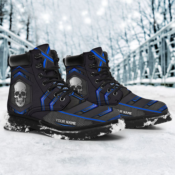 Skull Personalized Rpinted Carbon Pattern Custom Name Boots 4