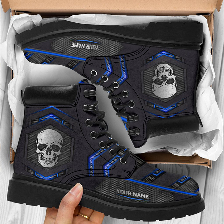 Skull Personalized Rpinted Carbon Pattern Custom Name Boots