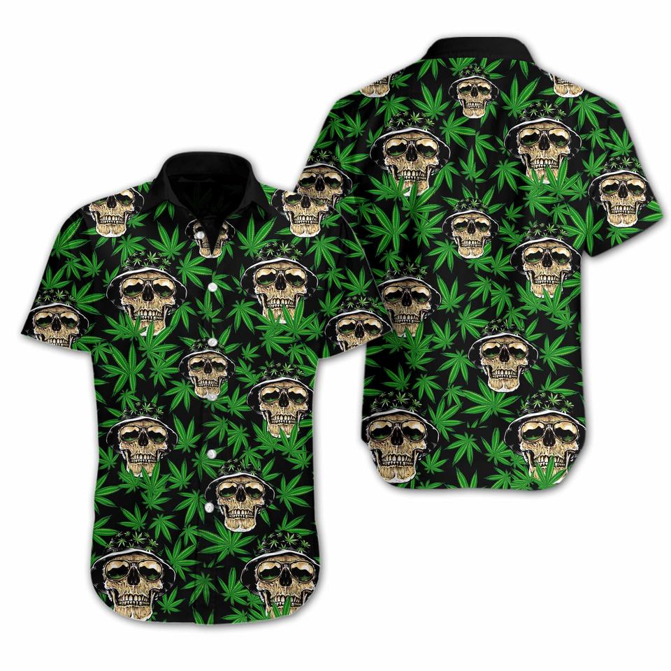 Skull and weed hawaiian shirt1
