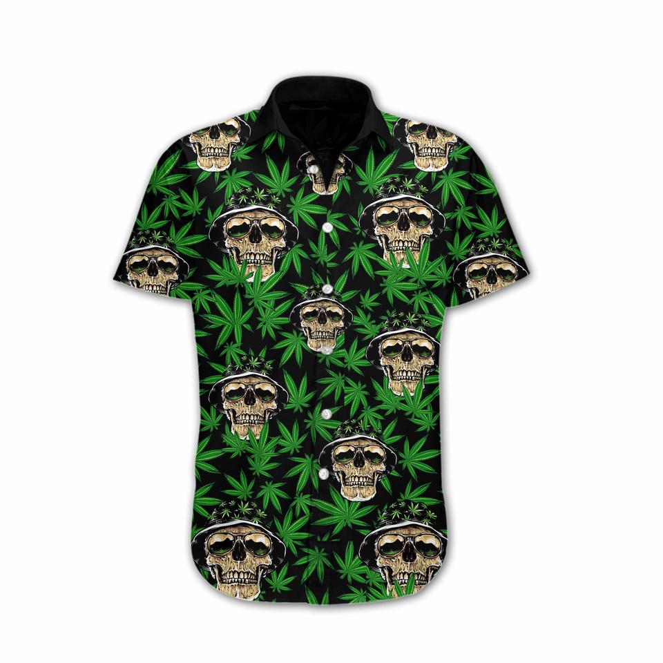 Skull and weed hawaiian shirt2