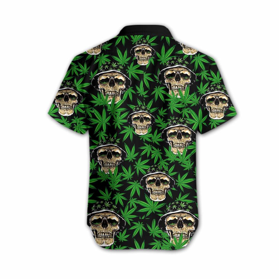 Skull and weed hawaiian shirt3