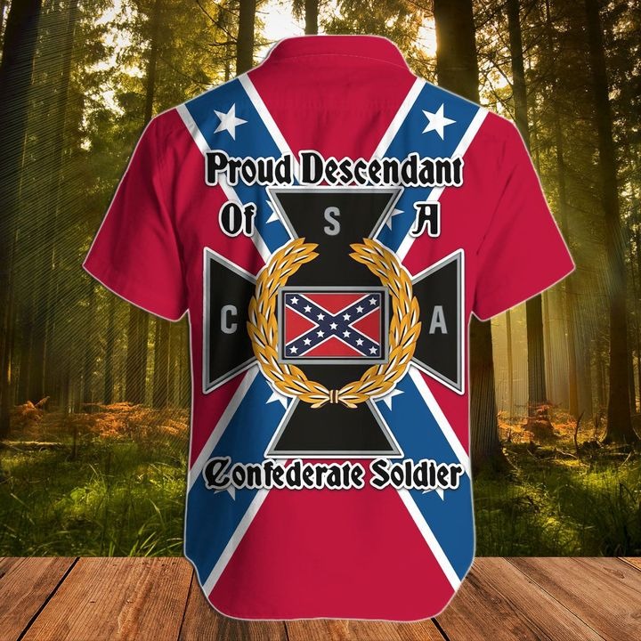 Southern Proud Descendant Of A Confederate Soldier Button Up Shirt 2