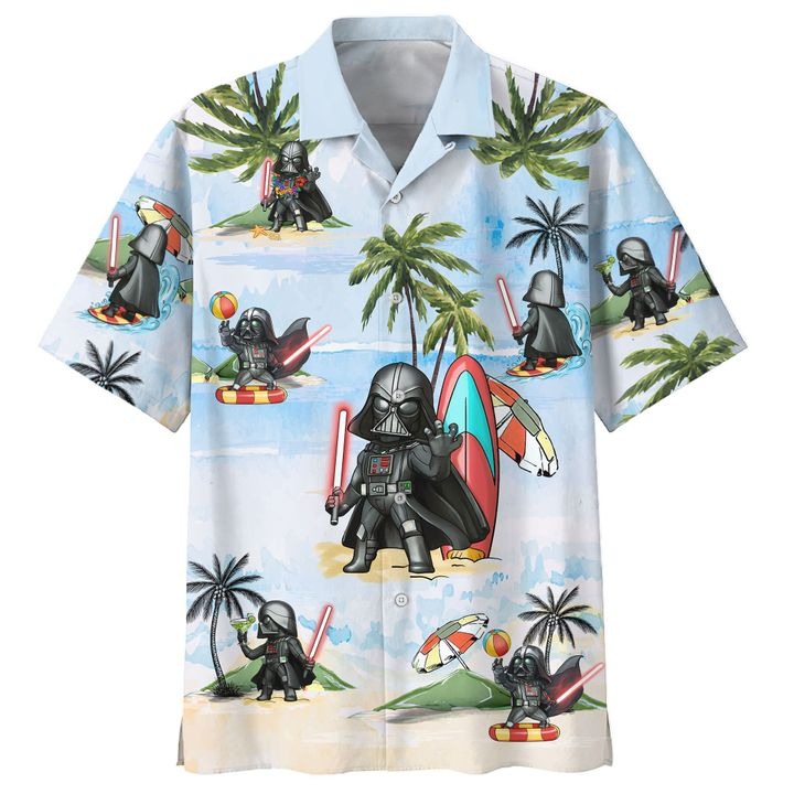 Star Wars Darth Vader Chibi Summer Hawaiian Shirt - Light Blue