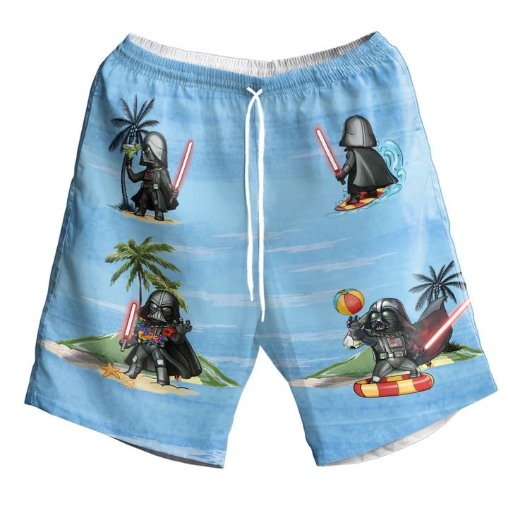 Star Wars Darth Vader Chibi Summer Hawaiian Short - Blue