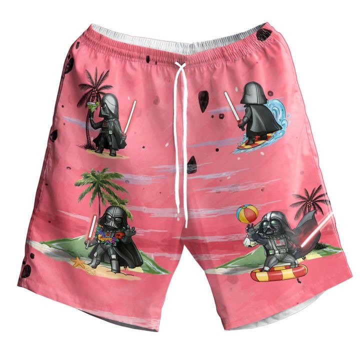 Star Wars Darth Vader Chibi Summer Hawaiian Short - Pink