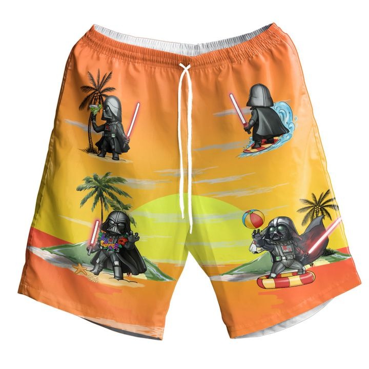 Star Wars Darth Vader Chibi Summer Hawaiian Short - Yellow