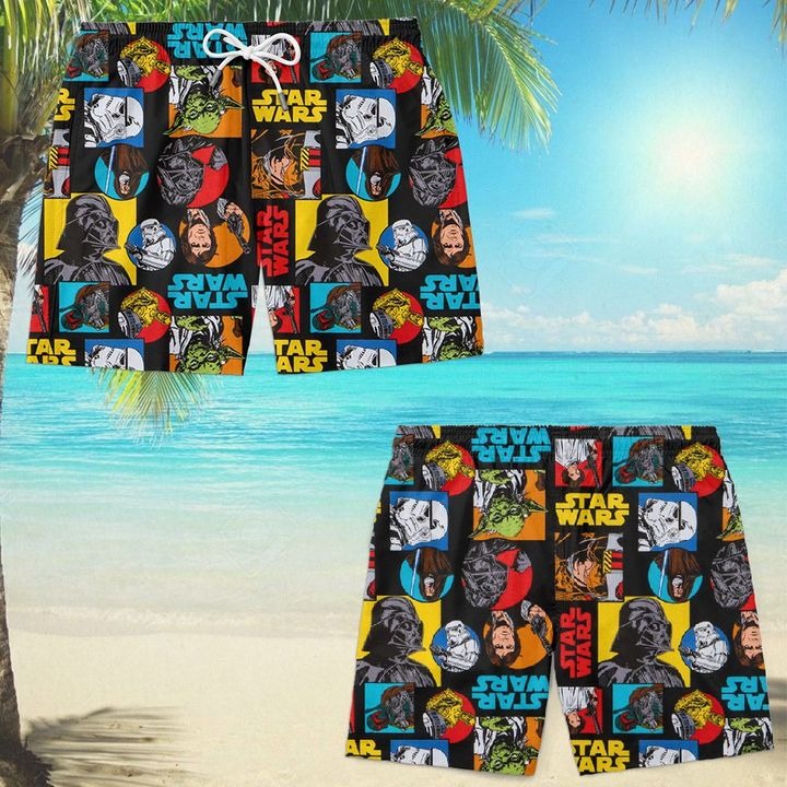 Star Wars Pattern Hawaiian Shirt And Beach Short 1
