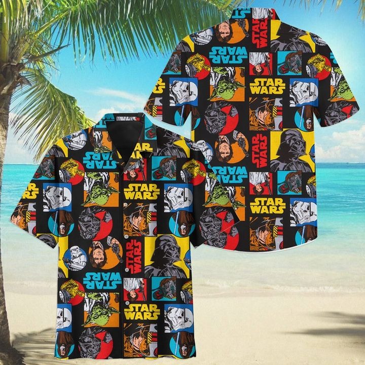 Star Wars Pattern Hawaiian Shirt And Beach Short
