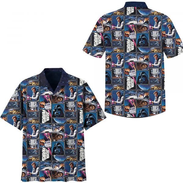 Star Wars Pattern Short Sleeve Hawaiian Shirt