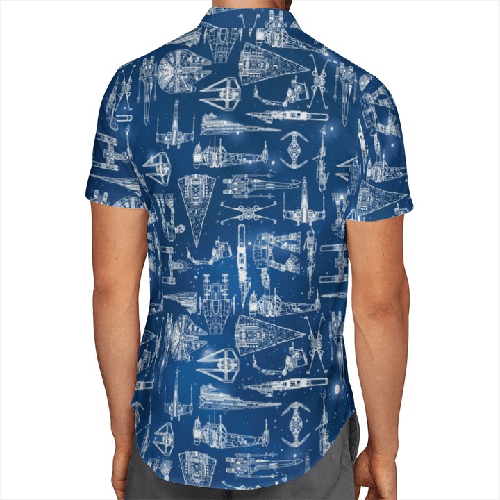 Star Wars Spaceship Pattern Hawaiian Shirt Beach Short 2