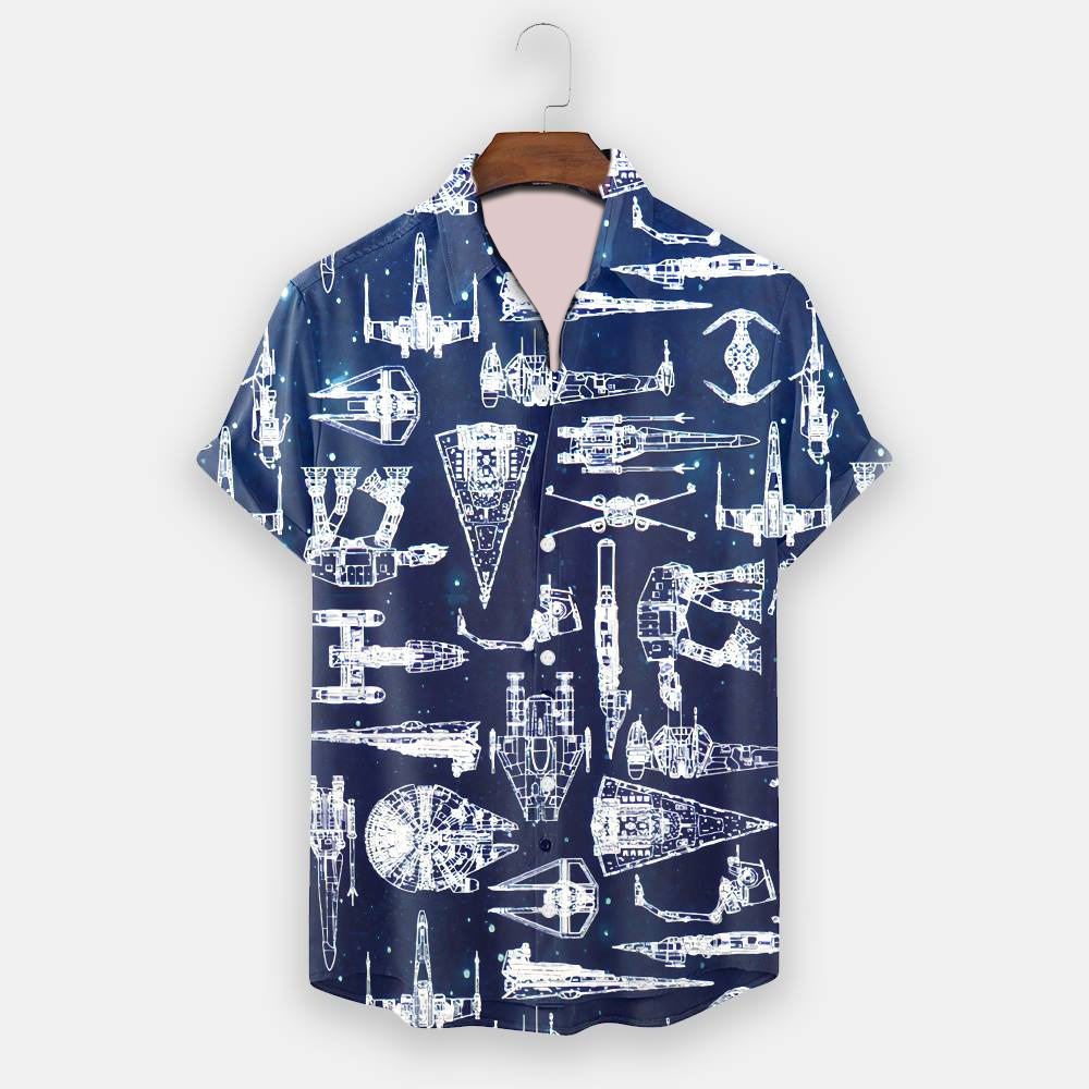 Star Wars Spaceship Pattern Hawaiian Shirt