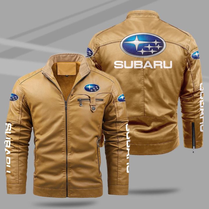 Subaru fleece leather jacket1