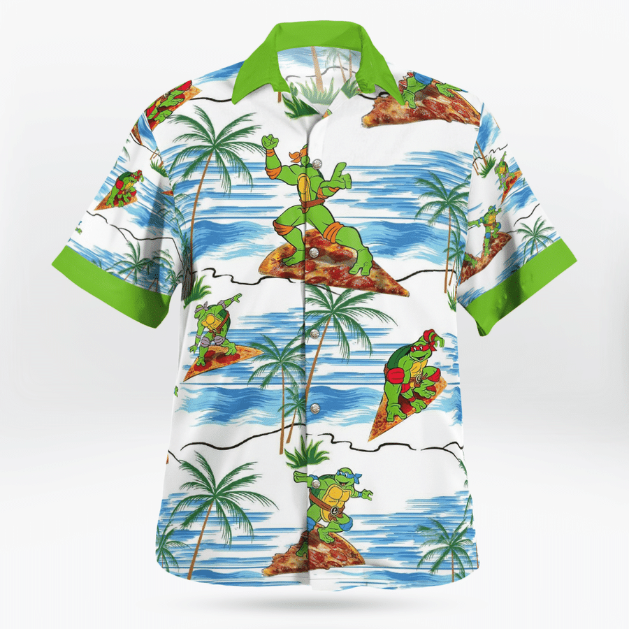 Teenage Mutant Ninja Turtles Pizza Surfing Beach hawaiian shirt 1