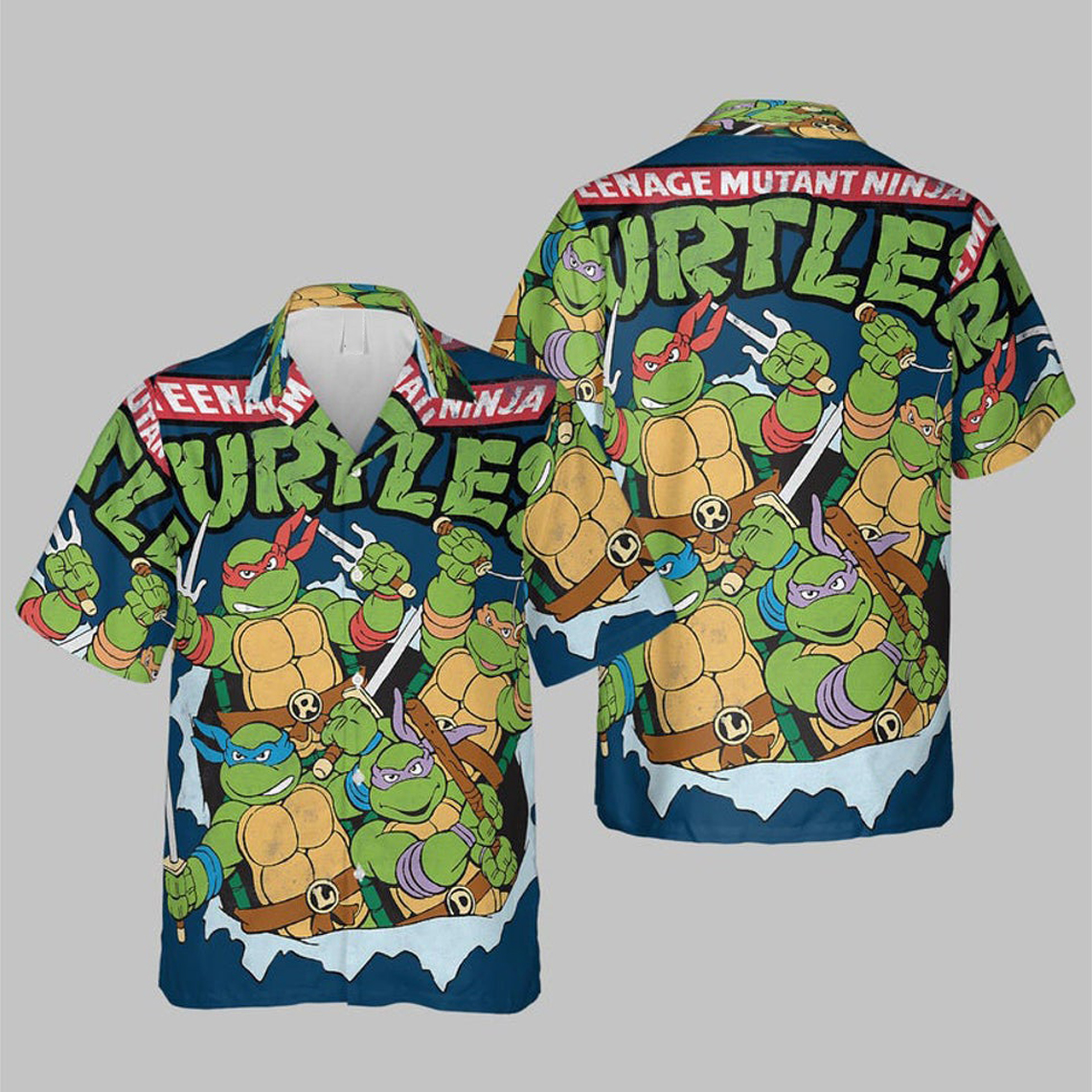 Teenage Mutant Ninja Turtles break through hawaiian shirt