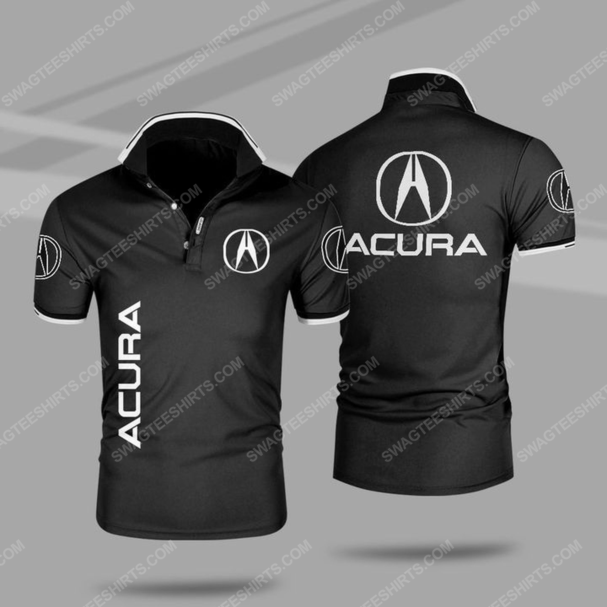 The acura symbol all over print polo shirt - black 1