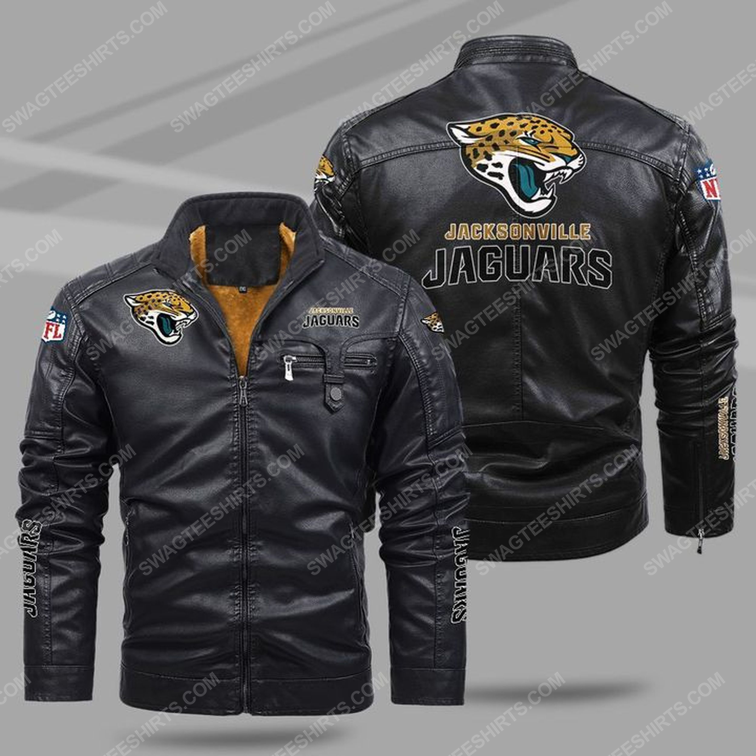 [special edition] The jacksonville jaguars nfl all over print fleece leather jacket – maria