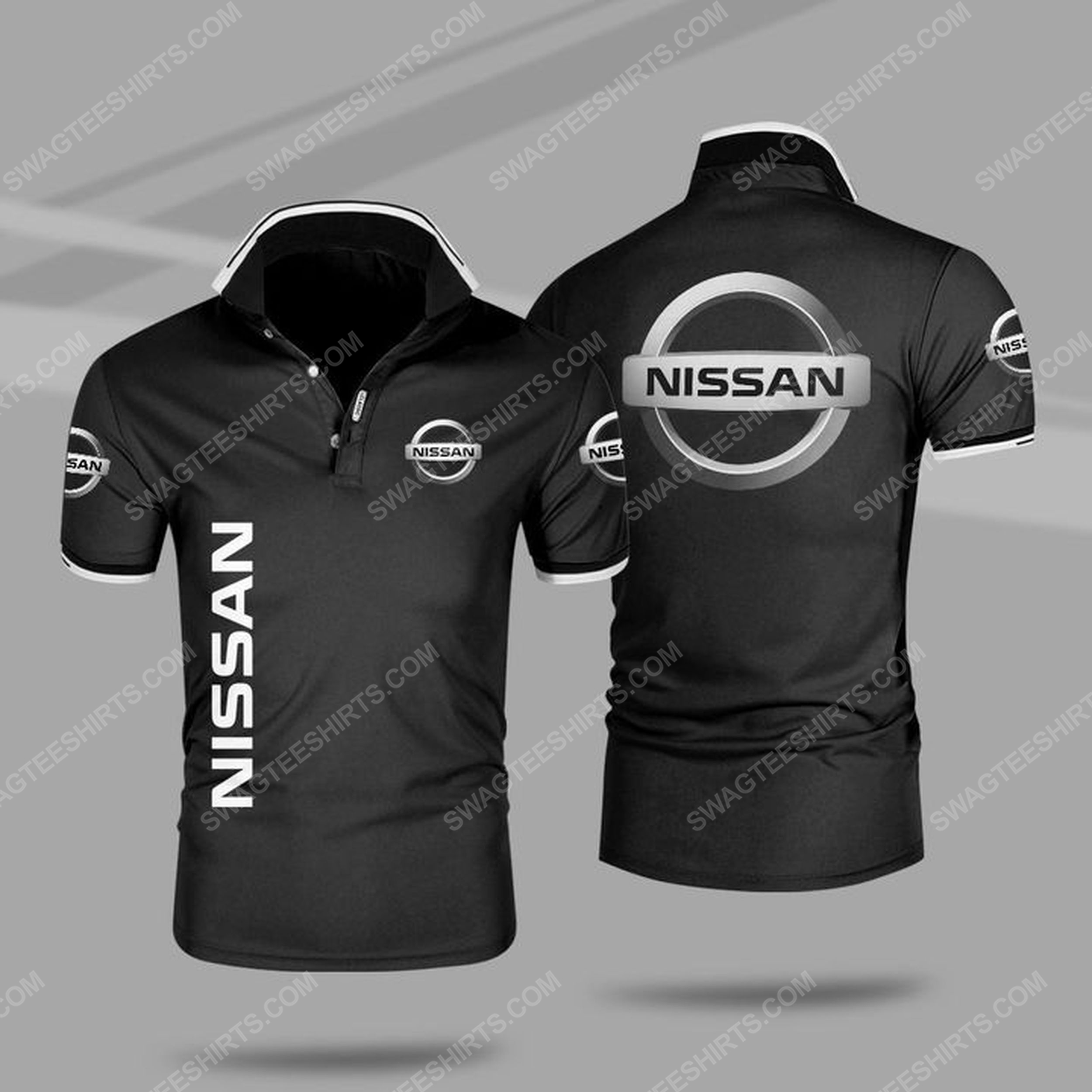 The nissan symbol all over print polo shirt - black 1