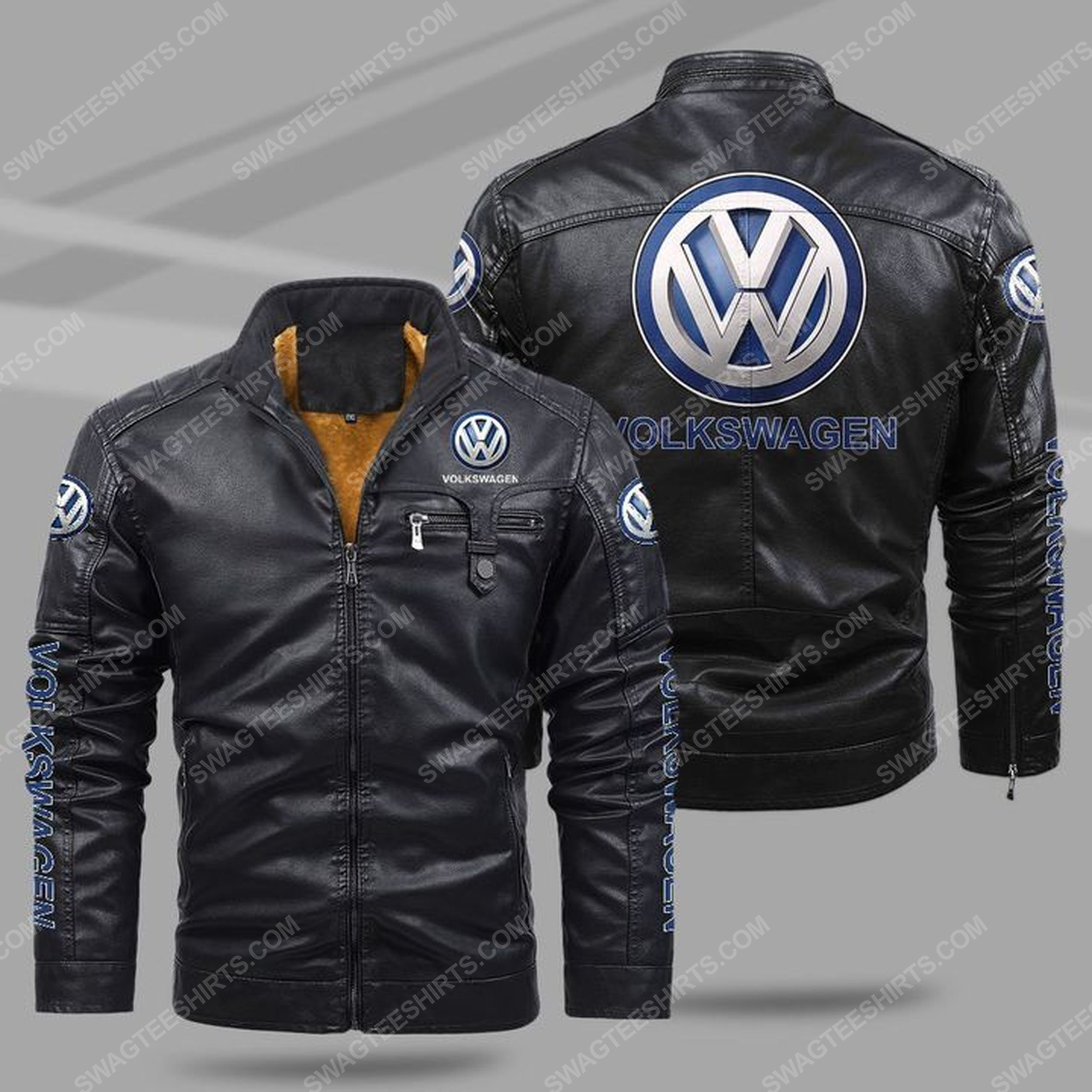 [special edition] The volkswagen car all over print fleece leather jacket – maria