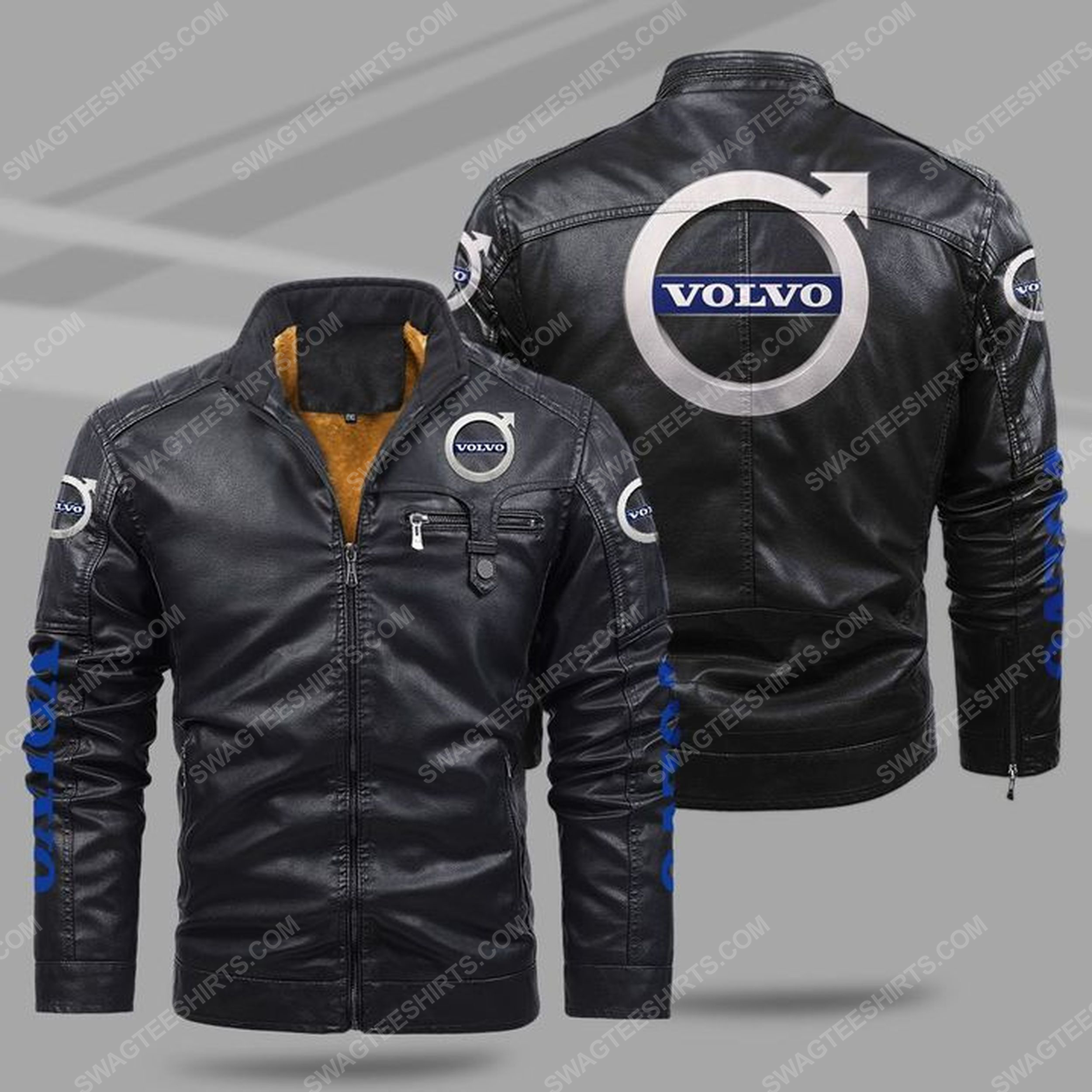 [special edition] The volvo car all over print fleece leather jacket – maria