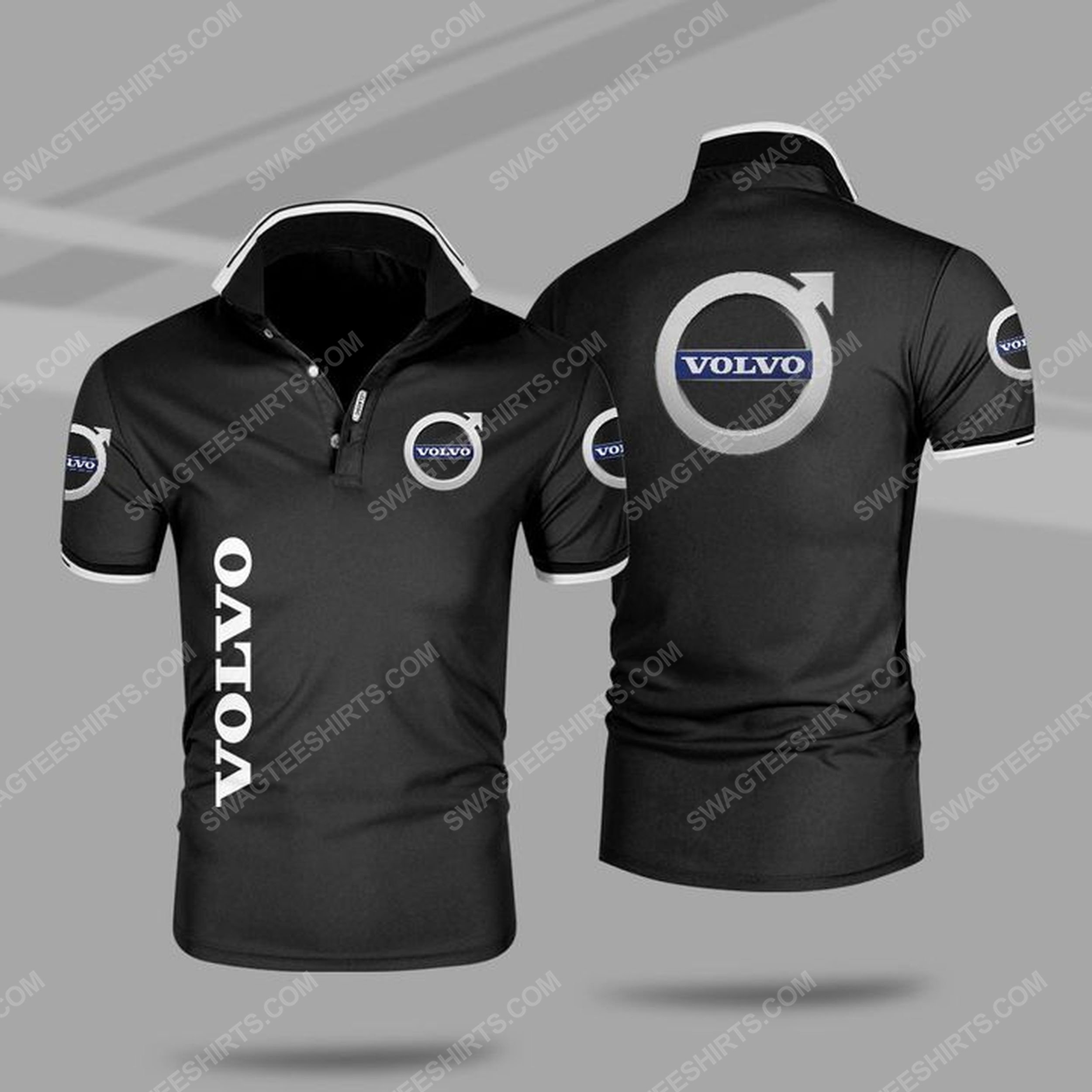 The volvo cars symbol all over print polo shirt - black 1