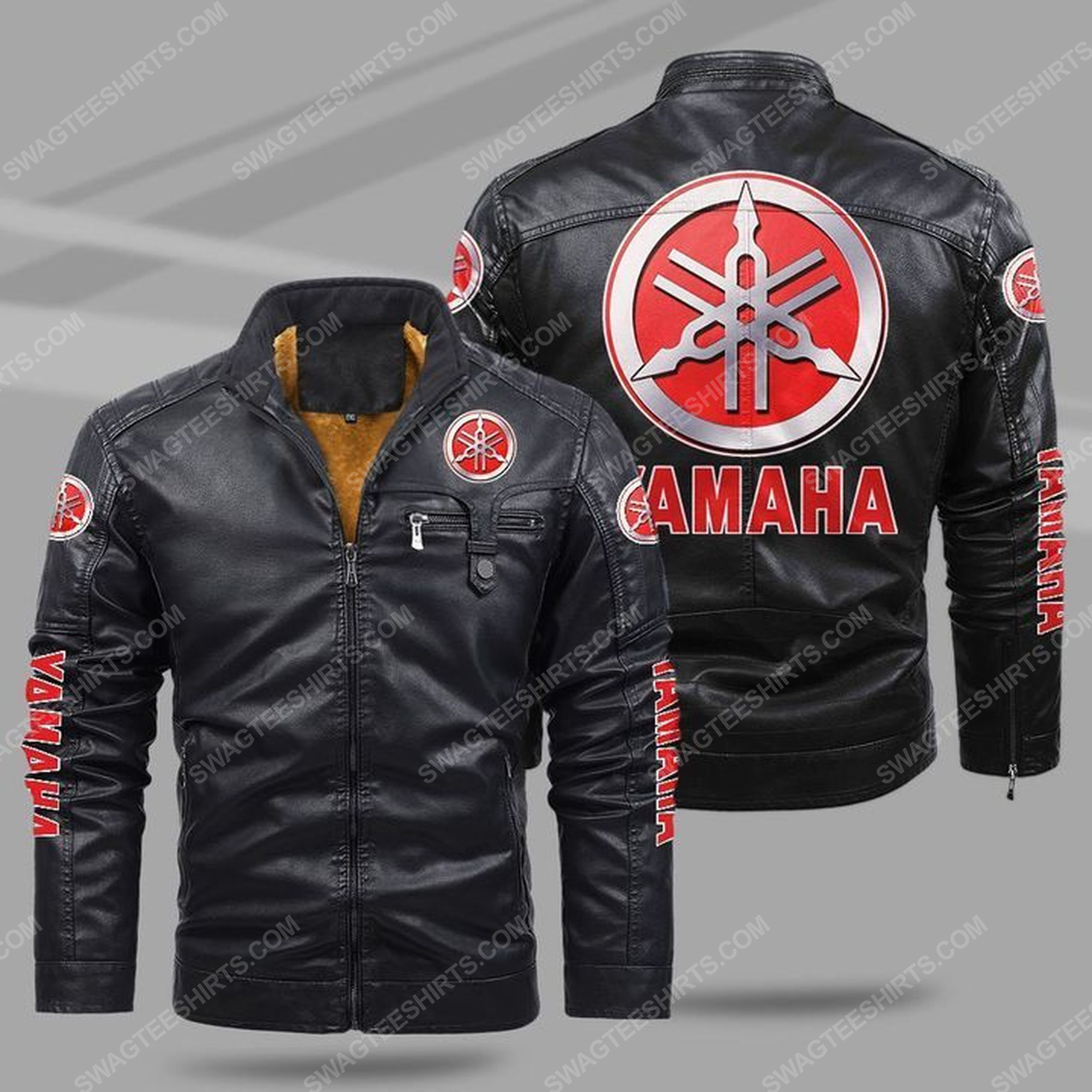 [special edition] The yamaha motorcycle all over print fleece leather jacket – maria